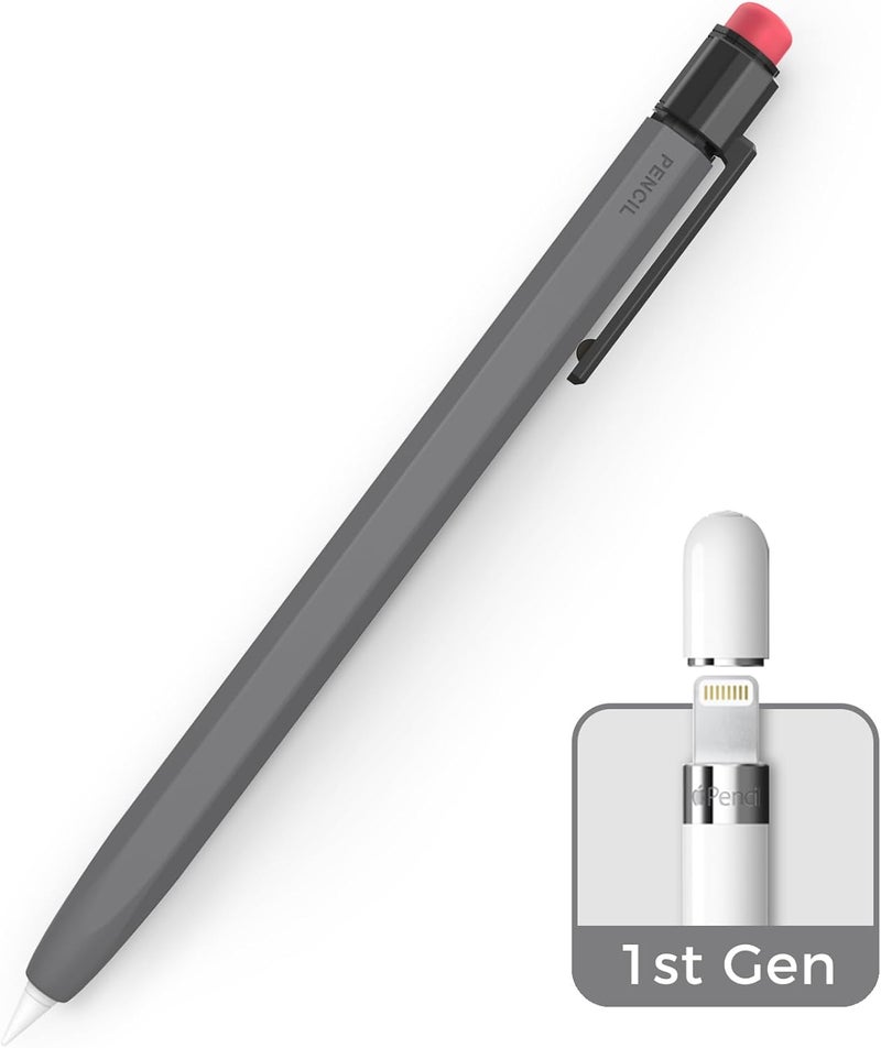 TRONWIN Apple Pencil 1st Generation Case, Silicone Pencil Sleeve Cover Perfect Grip Skin Classic Design with Sturdy Clip Compatible with Apple Pencil 1st gen for ipad (Deep Gray) - Image 1